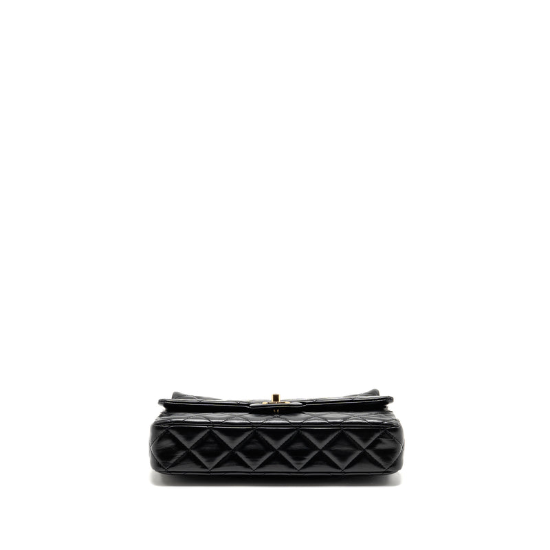 Chanel 23A Classic Flap Clutch Shiny Calfskin Black GHW (microchip)