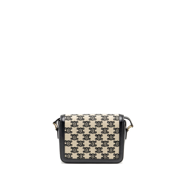 Celine Teen Triomphe Bag Triomphe Canvas/Calfskin Black/White GHW
