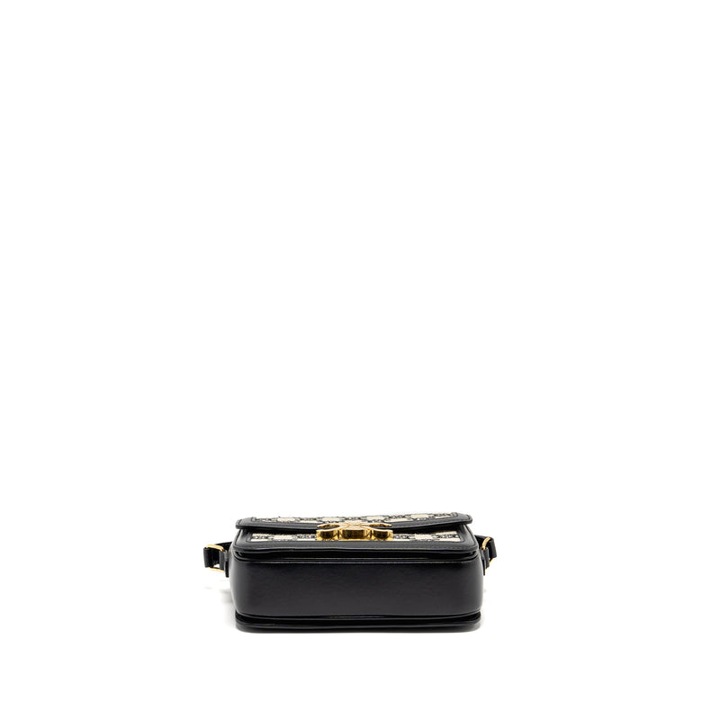 Celine Teen Triomphe Bag Triomphe Canvas/Calfskin Black/White GHW