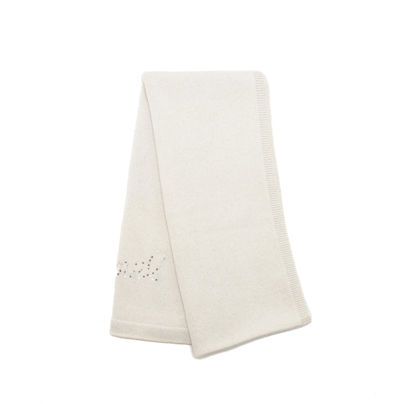 Chanel Letter Muffler/Scarf Cashmere/Polyamide silver/white
