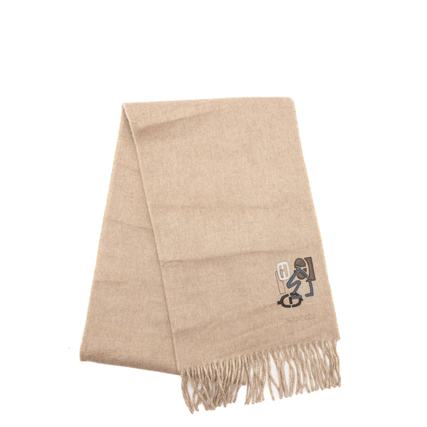 Hermes Recto-Verso PM H puzzle scarf cashmere naturel / beige chine