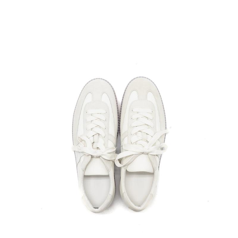 Hermes Size 44 Homme Boomerang Sneaker Mesh/ Calfskin/ Suede Blanc