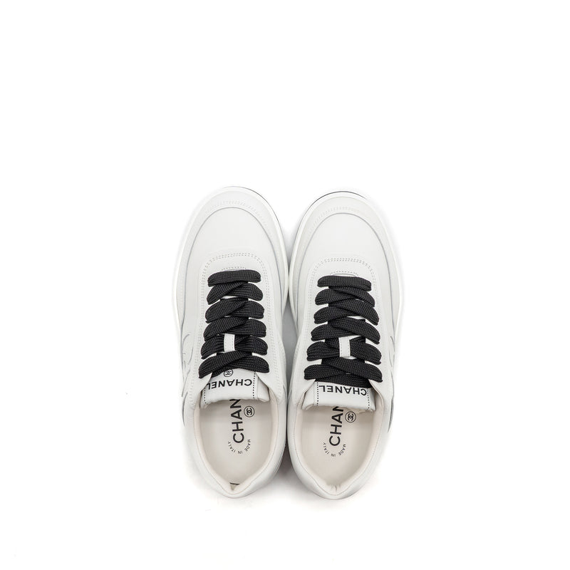 Chanel Size 37.5 CC logo sneakers white / black / grey