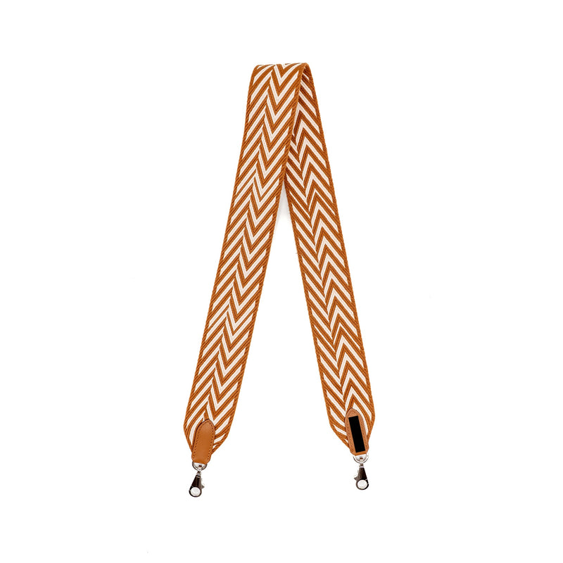 Hermes 90cm Sangle Zigzag Shoulder Strap 50mm Width Canvas/Swift Gold/ Blanc SHW Stamp D