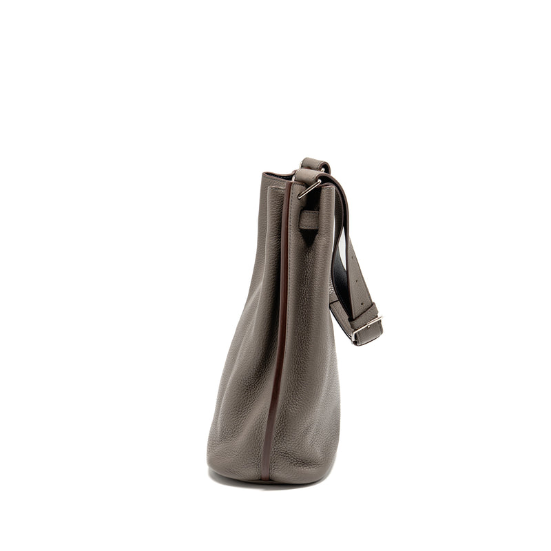 Hermes So Kelly 22 Clemence gris etain SHW stamp square O