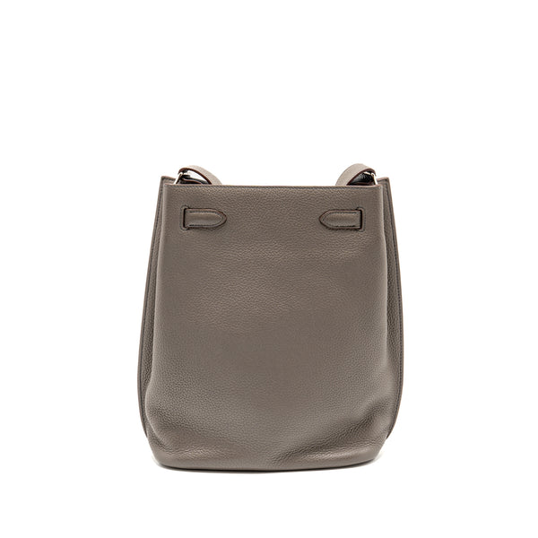 Hermes So Kelly 22 Clemence gris etain SHW stamp square O