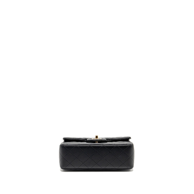 Chanel Top Handle Mini Rectangular Flap Bag Lambskin Black LGHW (microchip)