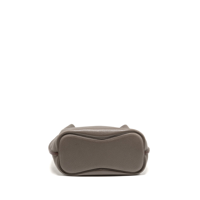 Hermes So Kelly 22 Clemence gris etain SHW stamp square O