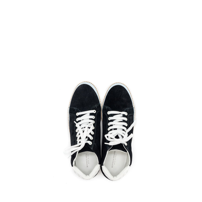 Bottega Veneta Size 42.5 Sneaker Suede Black/White/Light Blue