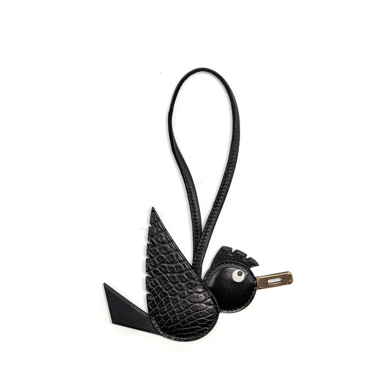 Hermes Birdy touch charm black LGHW stamp B