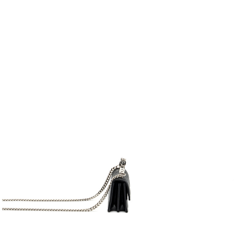 Chanel 22S coco lettering MINI flap bag with enamel top handle caviar black SHW