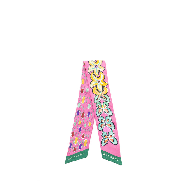 Bvlgari Tie Me B Fly Silk Twilly Pink/Multicolour