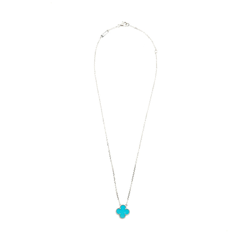 VAN CLEEF & ARPELS Vintage Alhambra Pendant Turquoise / 18K White Gold
