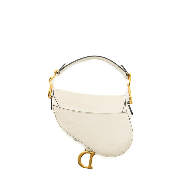 Dior Mini Saddle Bag Calfskin White Brushed GHW