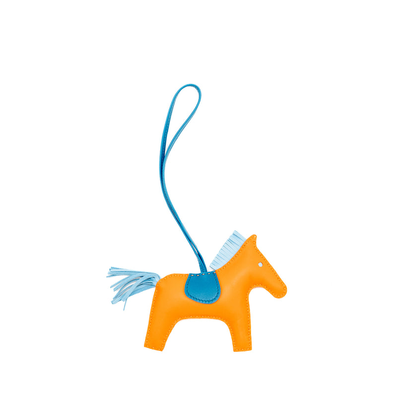 Hermes Rodeo MM Bag Charm Flame/Celestial Blue/Lzmir Blue