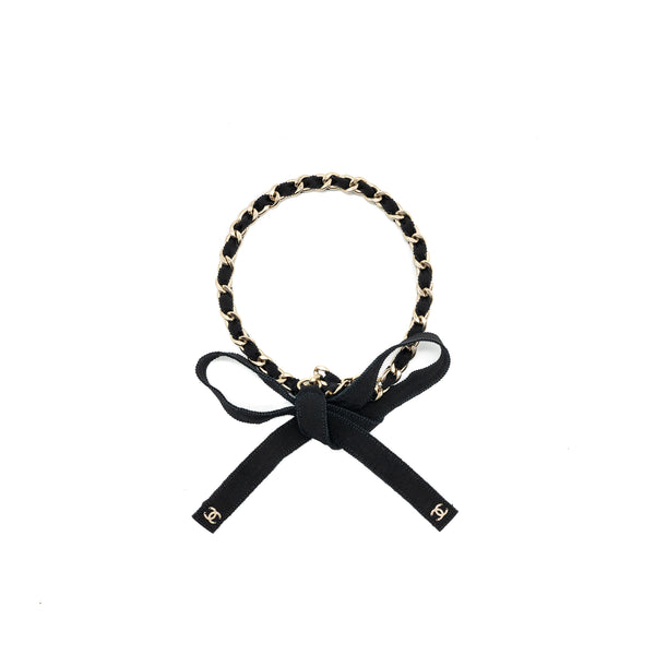 Chanel Grosgrain CC Bow Chain Belt Black LGHW