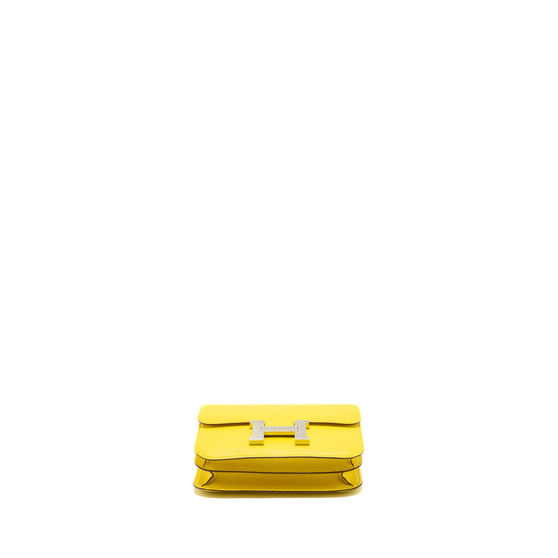 Hermes Mini Constance Chevre Mysore jaune citron SHW stamp U