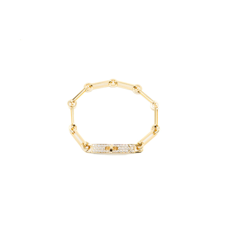 Hermes Size ST Kelly Chaine Bracelet, Small Model Yellow Gold, Diamonds