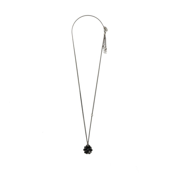 Chanel Flower Necklace with CC Logo Black Ruthenium Hardware