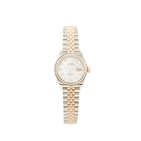 Rolex Lady-Datejust 28mm Oystersteel/Rose Gold/Diamonds, White Mother-of-Pearl Dial, Jubilee Bracelet Model:279381RBR