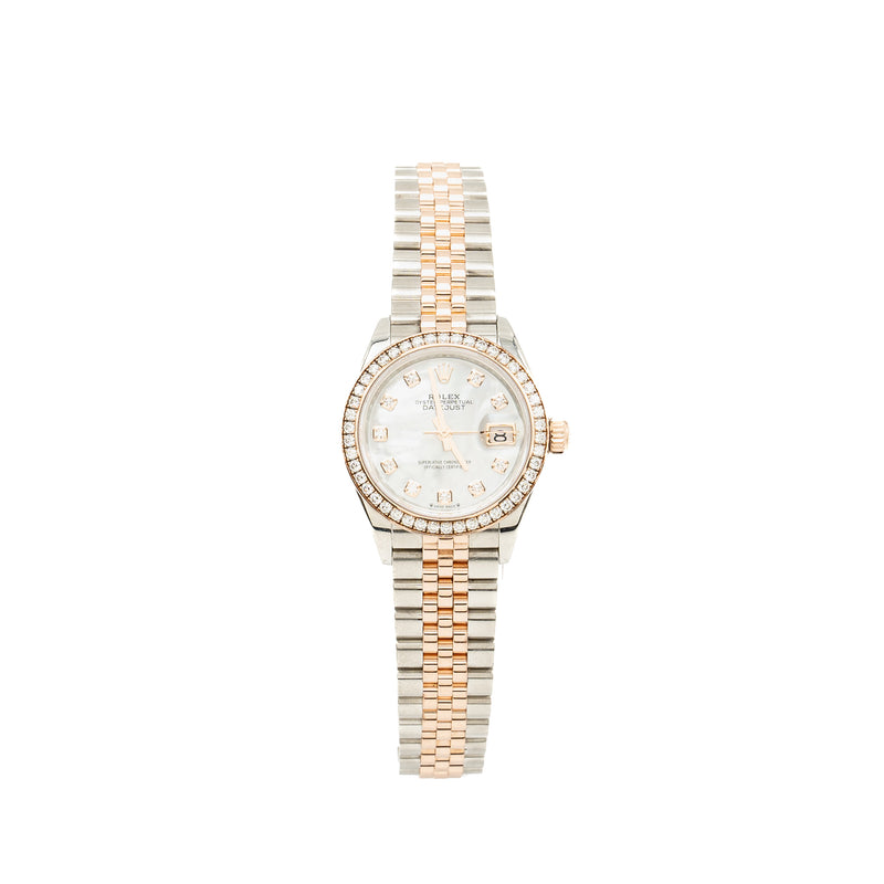 Rolex Lady-Datejust 28mm Oystersteel/Rose Gold/Diamonds, White Mother-of-Pearl Dial, Jubilee Bracelet Model:279381RBR