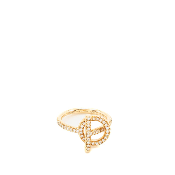 Hermes Size 53 Echappee Ring Small Model, Rose Gold Diamonds