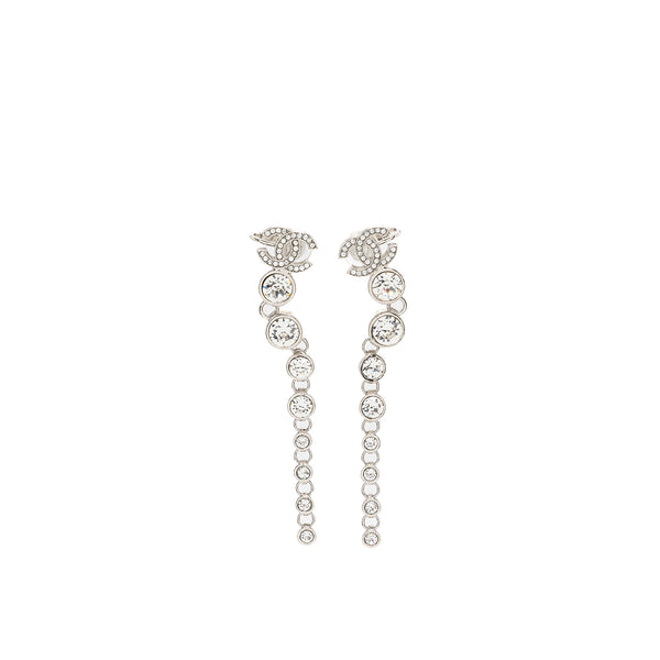 Chanel CC logo Crystal Drop Earrings SHW