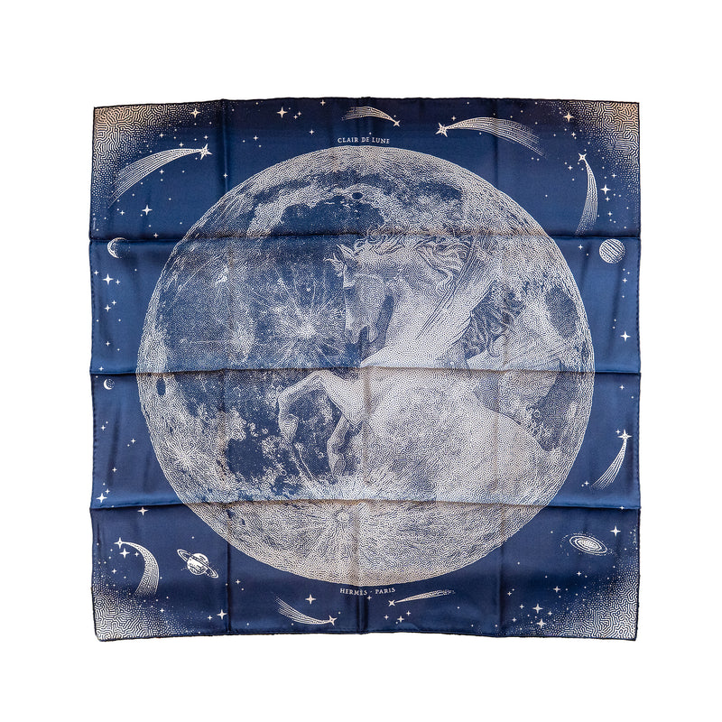 Hermes 90CM Silk Scarf Carre Double Face Clair De Lune Multicolour