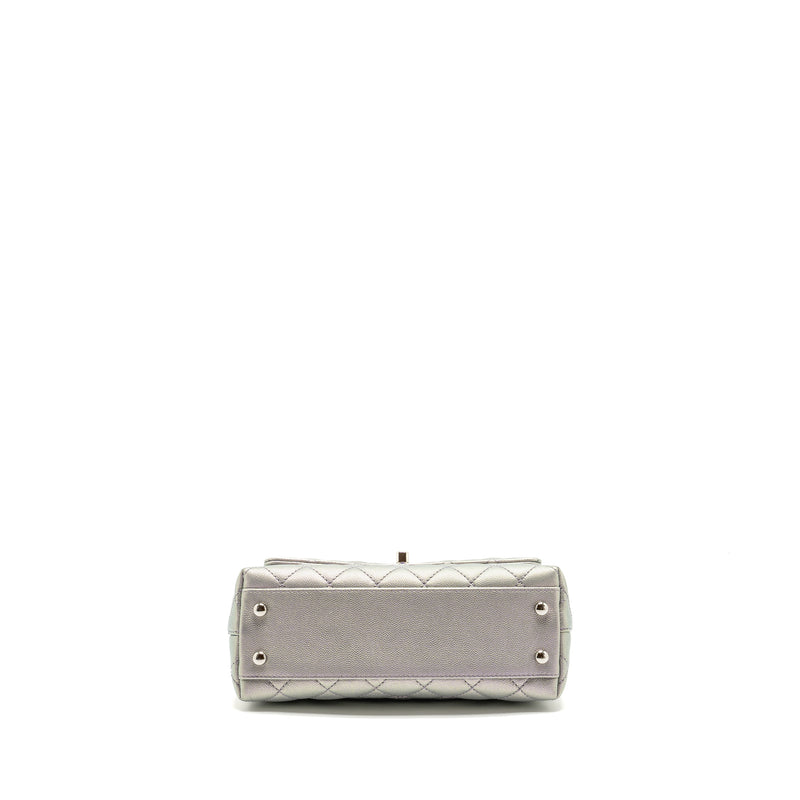 Chanel Small Coco Handle Caviar Iridescent Light Blue Multicolour Hardware(microchip)