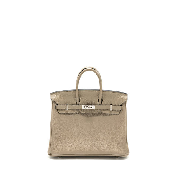 Hermes Birkin 25 Togo 81 Gris Tourterelle SHW Stamp Square N