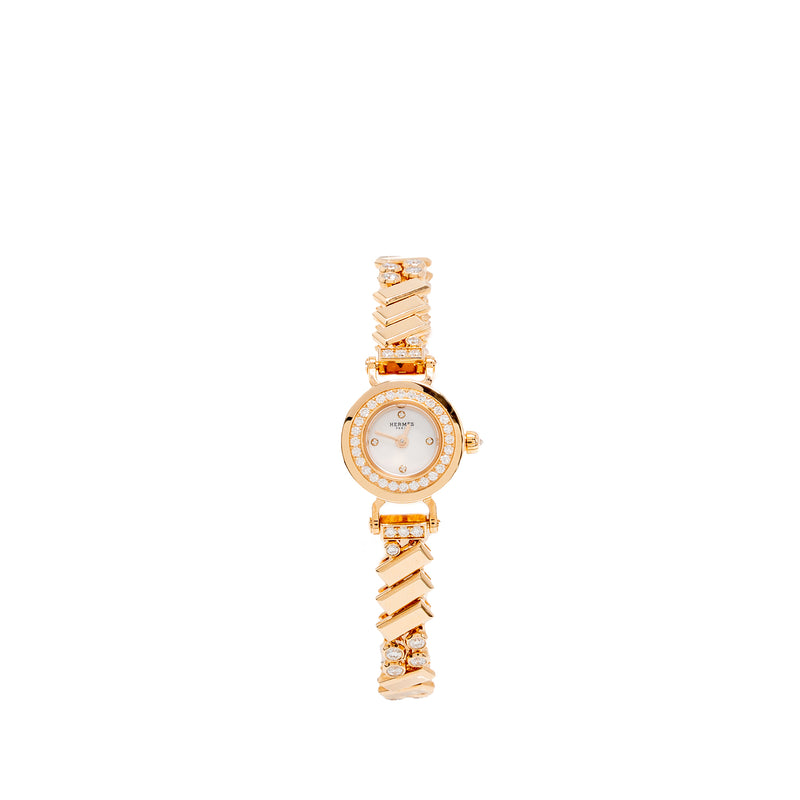 Hermes Faubourg Polka Watch, mini Model, 15mm Rose Gold,Diamonds