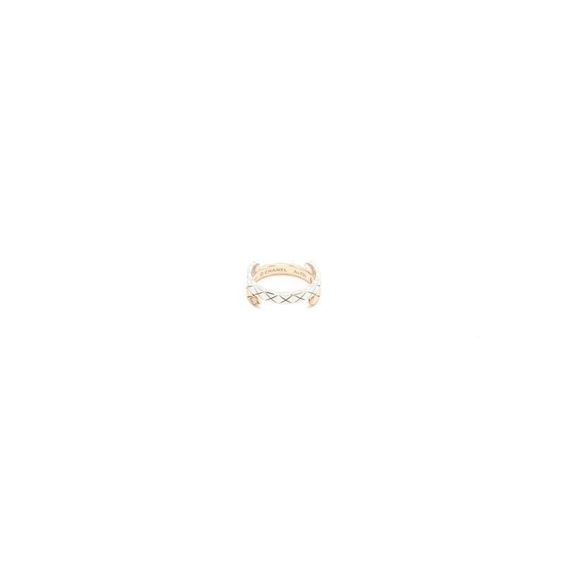 Chanel Size 49 Coco Crush TOI Et MOI Ring, Small Version White/Beige Gold Diamonds