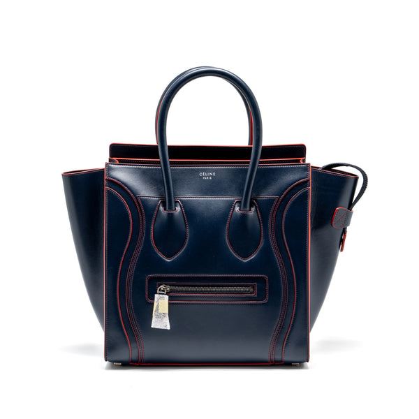 Celine Luggage Tote Bag Calfskin Blue/Red SHW