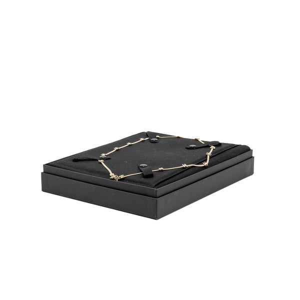 Chanel CC logo 14 motif necklace light gold tone