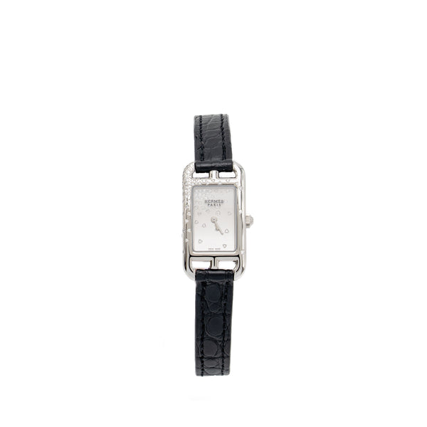 Hermes Nantucket Watch Small Model 29mm with Black Alligator Strap