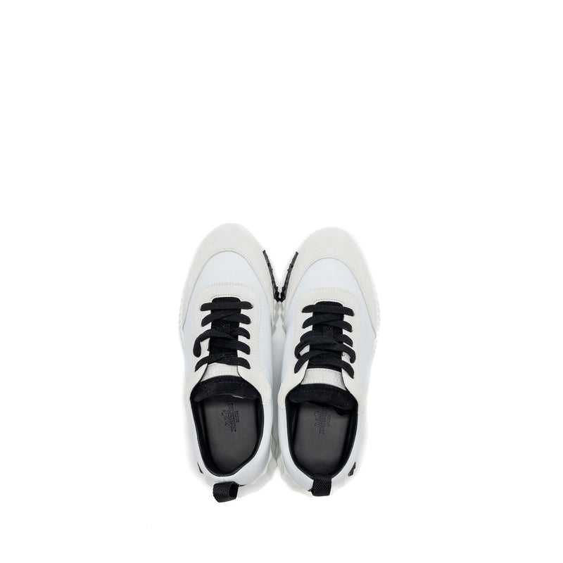 Hermes size 38 femme bouncing sneaker chèvre velours black / white