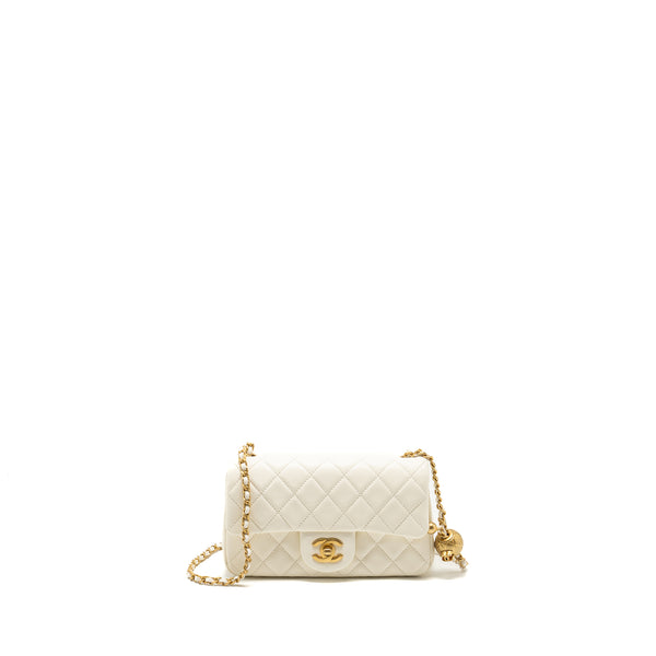 Chanel 22C pearl crush mini rectangular flap bag lambskin white GHW (microchip)