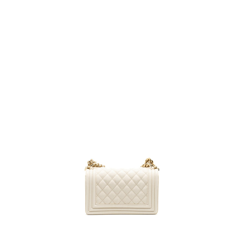 Chanel Small Boy Bag caviar white LGHW