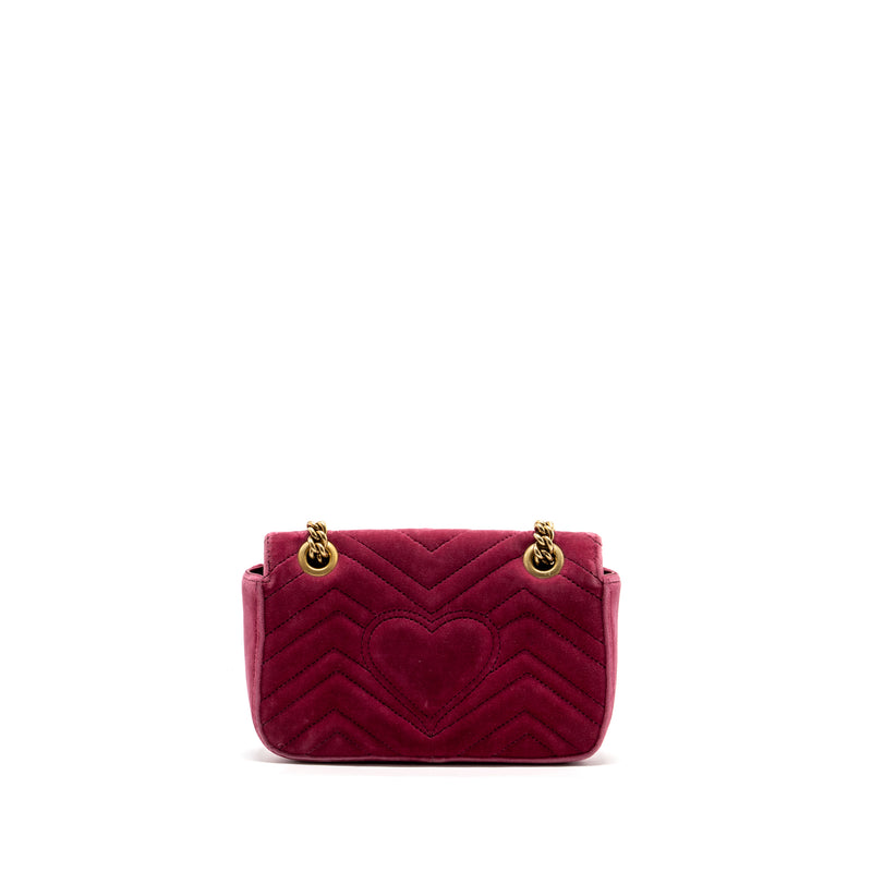 Gucci Mini GG Marmont Shoulder Bag Velvet Pink GHW