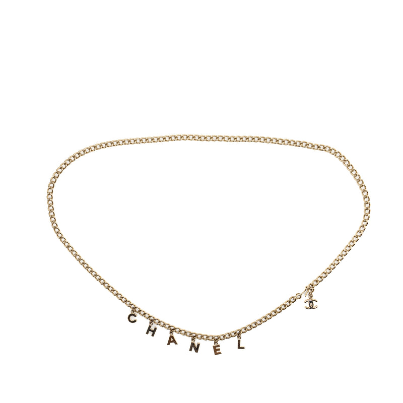 Chanel Letter Drop Chain Belt Light Gold Tone