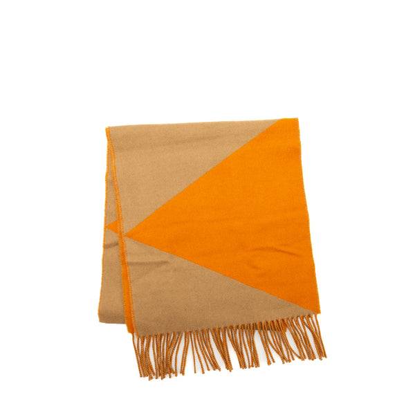 HERMES 30*140CM CASHMERE SCARF ORANGE/CAMEL