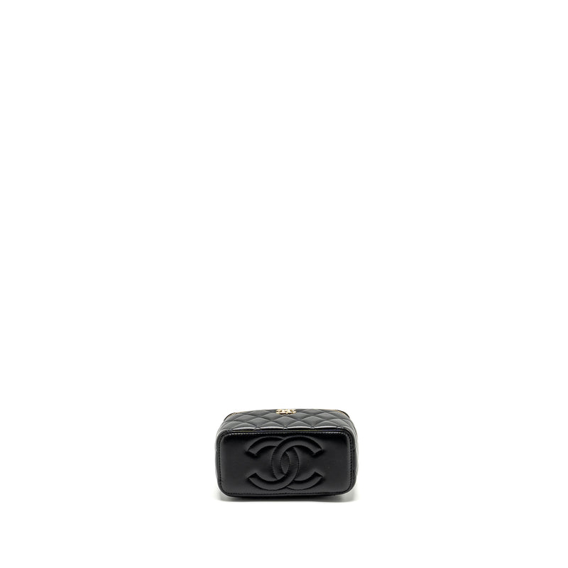 Chanel Top Handle Long Vanity Case Lambskin BLACK LGHW (Microchip)