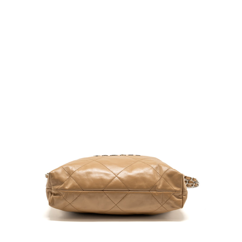 Chanel 22K Small 22 Bag Calfskin Dark Beige SHW (Microchip)