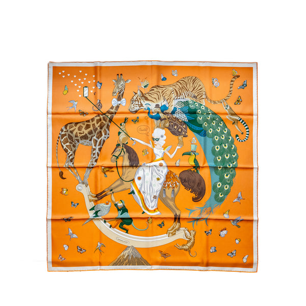 Hermes 90cm Silk Scarf Hermes Story Multicolour