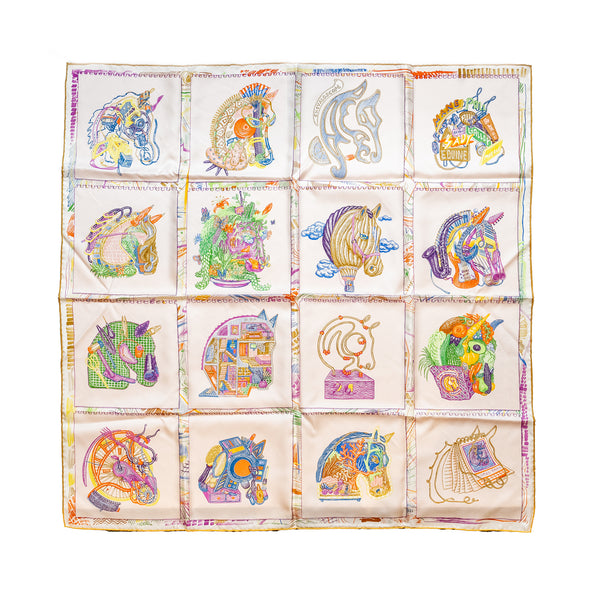 Hermes 90cm Silk Scarf Chevaloscope Multicolour