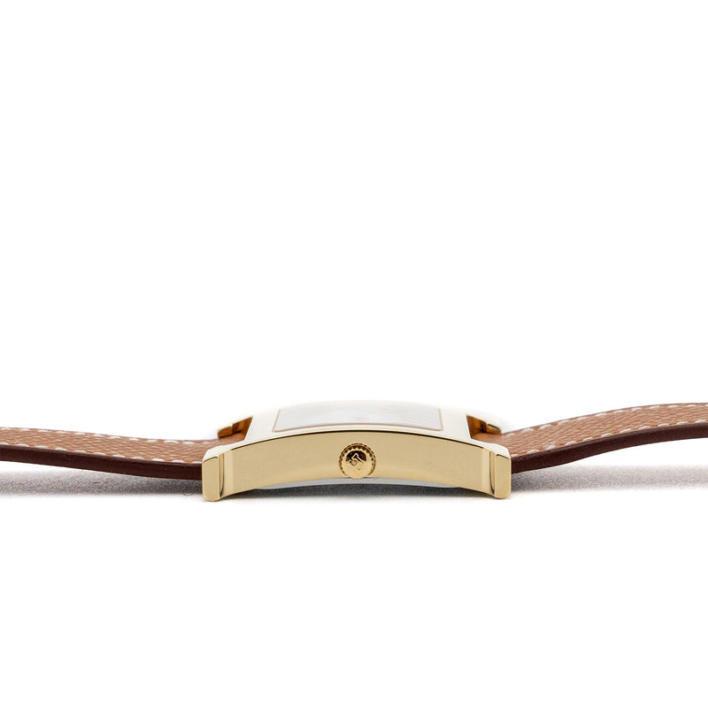 Hermes heure H watch, medium model, 30MM epsom gold strap with gold color