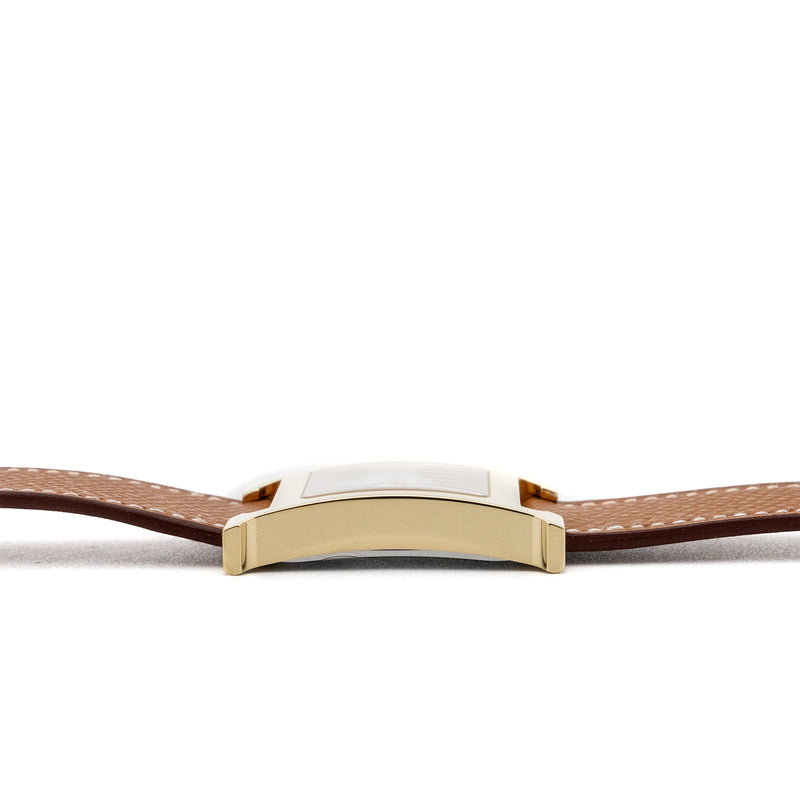 Hermes heure H watch, medium model, 30MM epsom gold strap with gold color