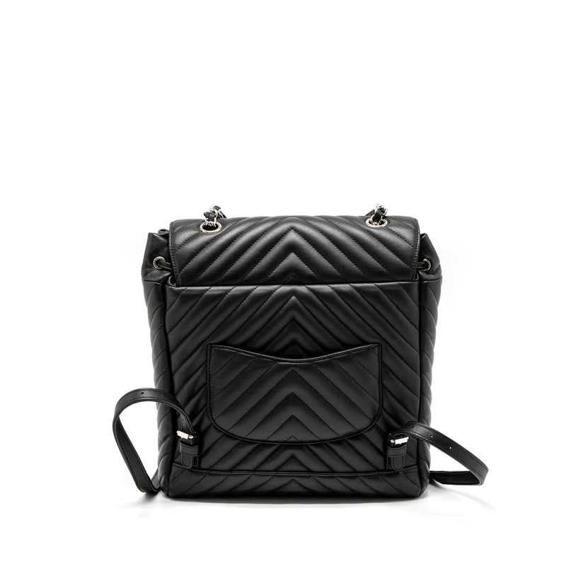 Chanel Urban Spirit Backpack Chevron Calfskin Black SHW