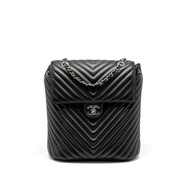 Chanel Urban Spirit Backpack Chevron Calfskin Black SHW