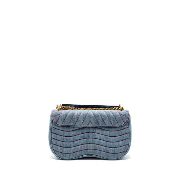 Louis Vuitton new wave flap chain bag liminted edition denim blue/ multicolor GHW